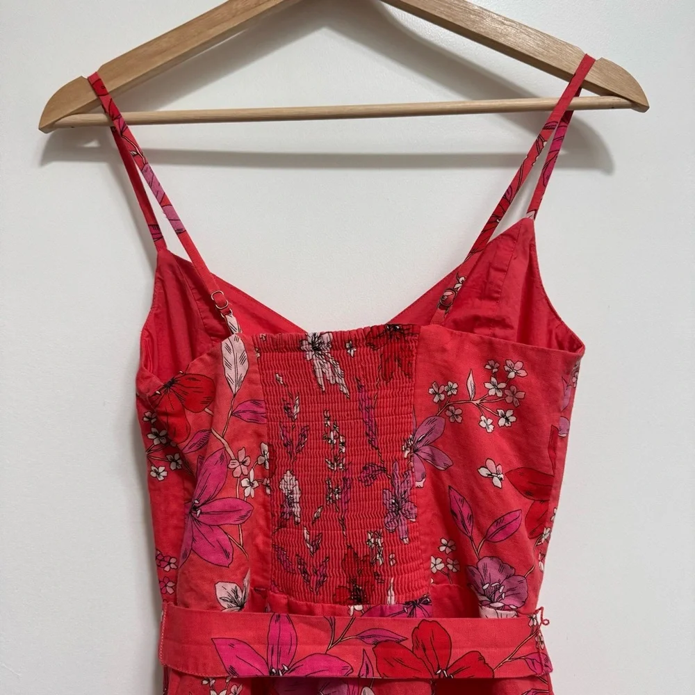 Banana Republic Linen Cotton Blend Floral Wide Leg Jumpsuit Size 2